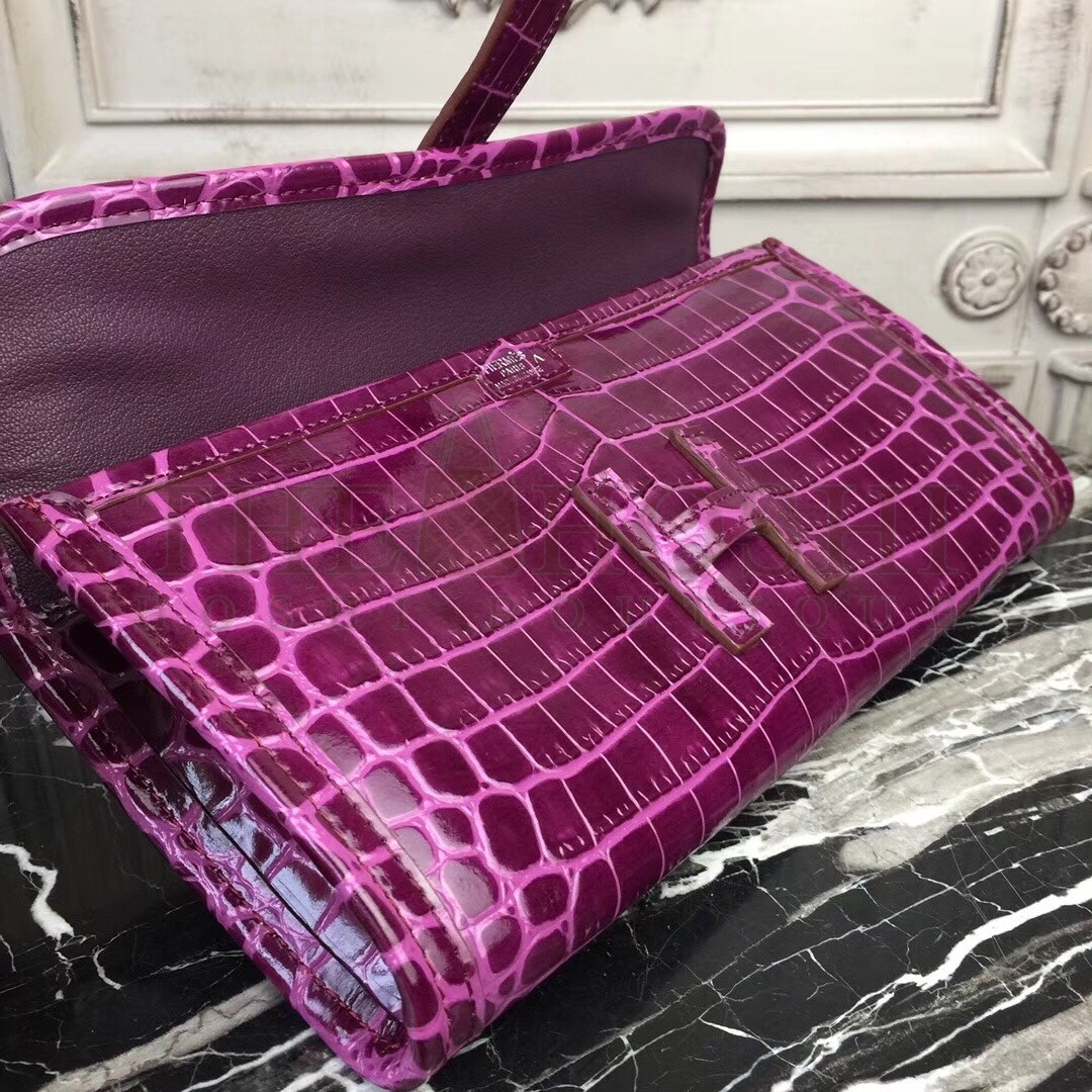 H**me5 Jige Elan 29 Clutch In Fuchsia Crocodile Leather Master Quality
