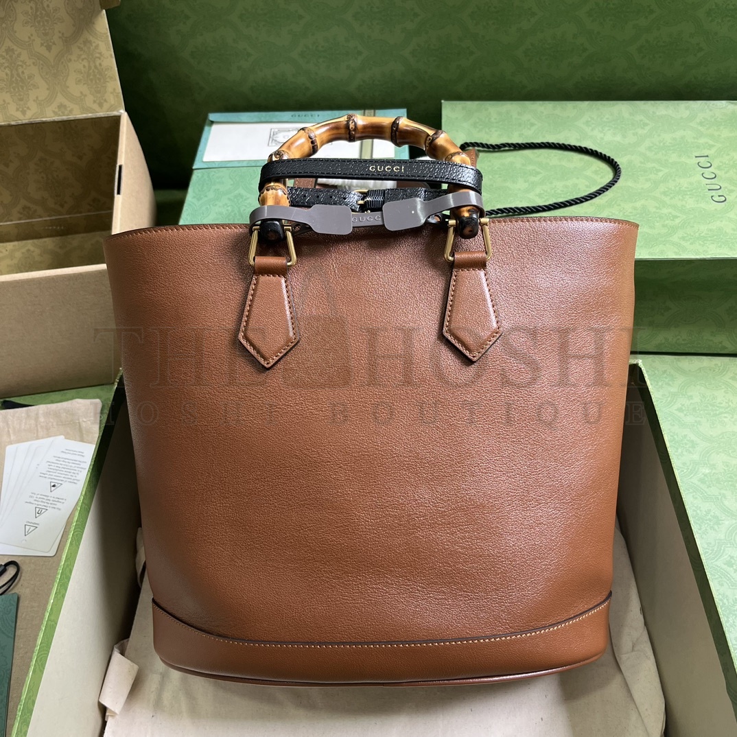 Gvc*1 Women Gvc*1 Diana Medium Tote Bag Double G Cuir Leather Bamboo Handles Master Quality