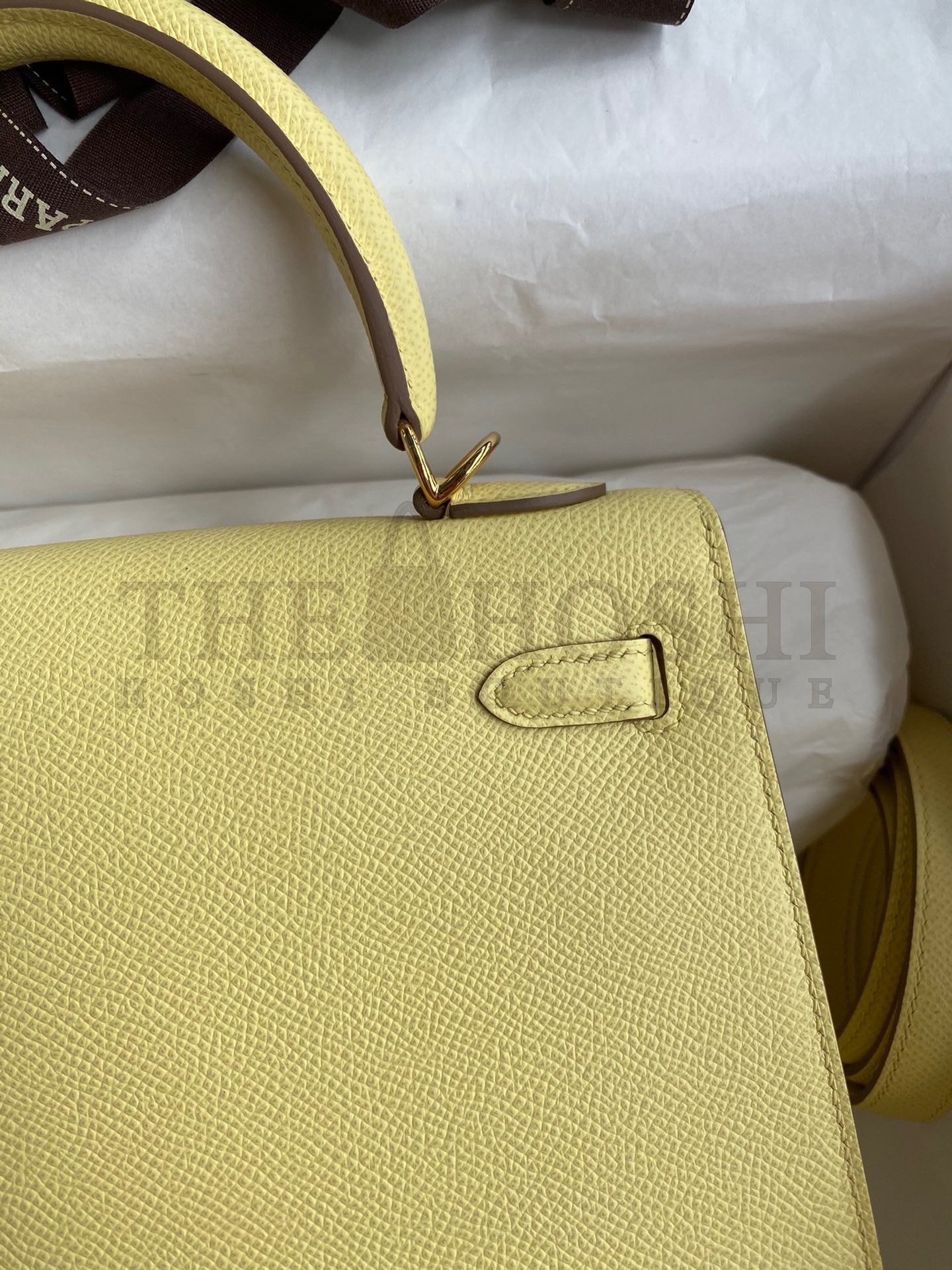 H**me5 Epsom Kelly 25cm Sellier Handmade Jaune Poussin Bag Master Quality