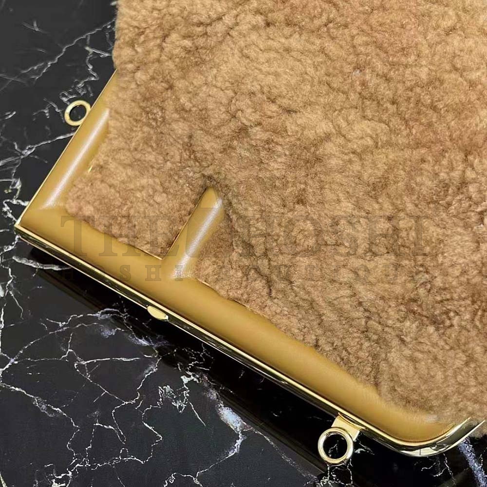 F**di Women First Medium Beige Sheepskin Bag Master Quality
