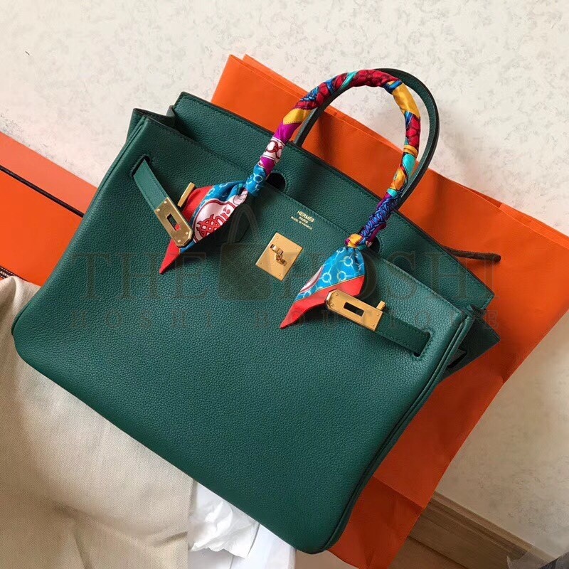 H**me5 Malachite Birkin 35cm Clemence Handmade Bag Master Quality