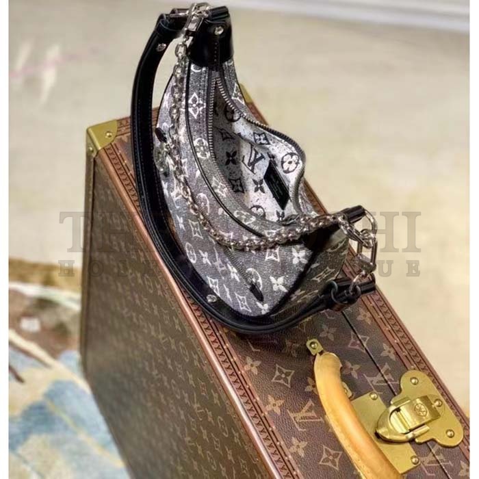 L0vis Vvtt0n LV Women Loop PM Bag Gray Denim Textile Jacquard Master Quality