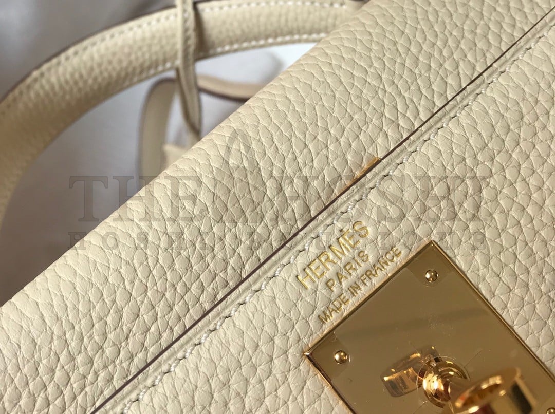 H**me5 Kelly 25cm Retourne Bag in Craie Clemence Leather GHW Master Quality