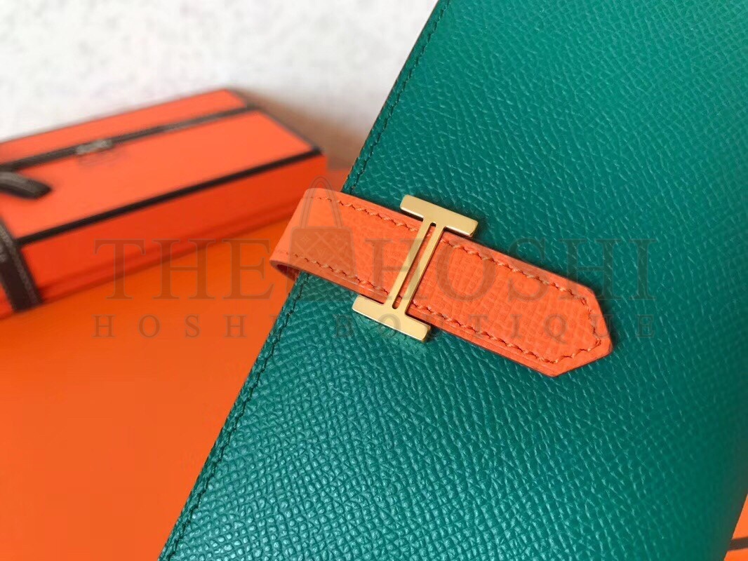 H**me5 Bi-Color Epsom Bearn Wallet Malachite/Orange Master Quality