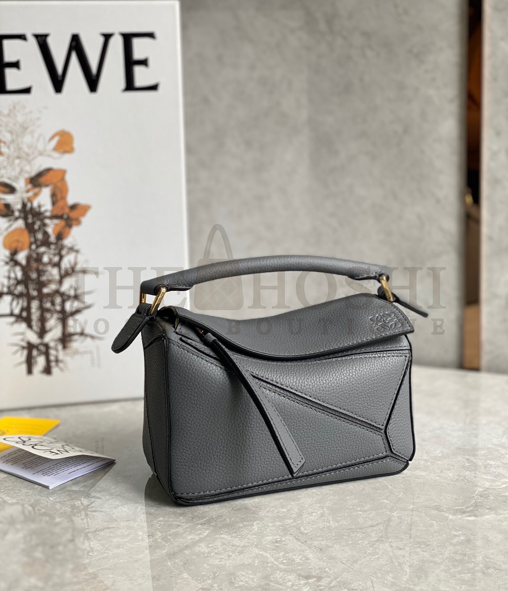 L0ew* Puzzle Mini Bag In Asphalt Grey Grained Calfskin Master Quality