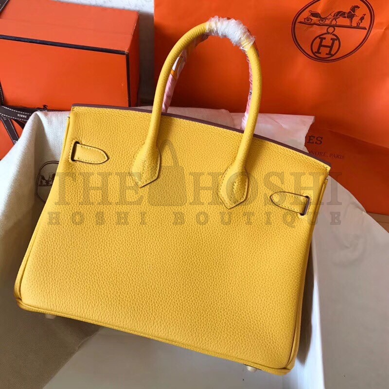 H**me5 Yellow Birkin 30cm Clemence Handmade Bag Master Quality