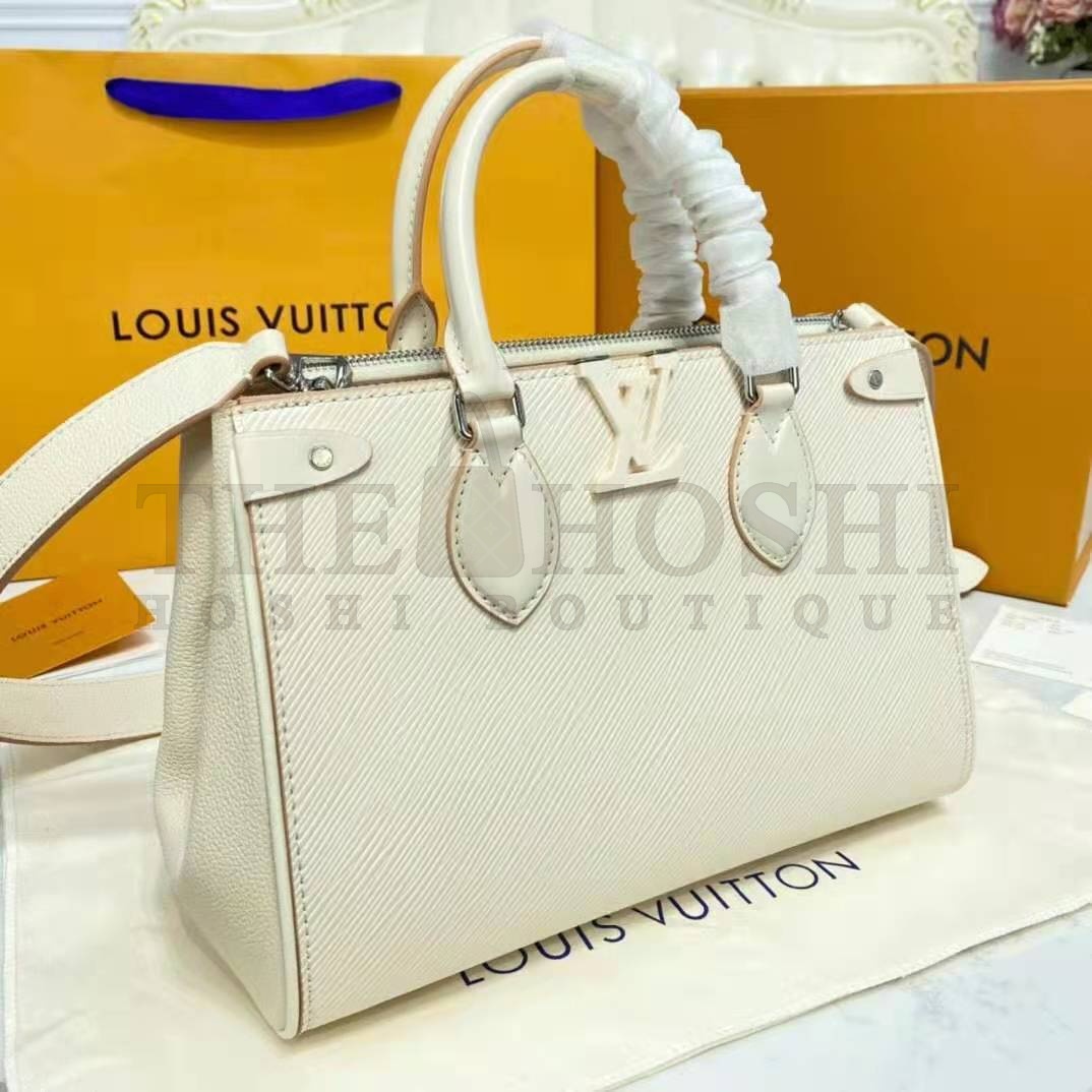 L0vis Vvtt0n LV Women Grenelle Tote MM Bag Galet Gray Epi Grained Cowhide Leather Master Quality