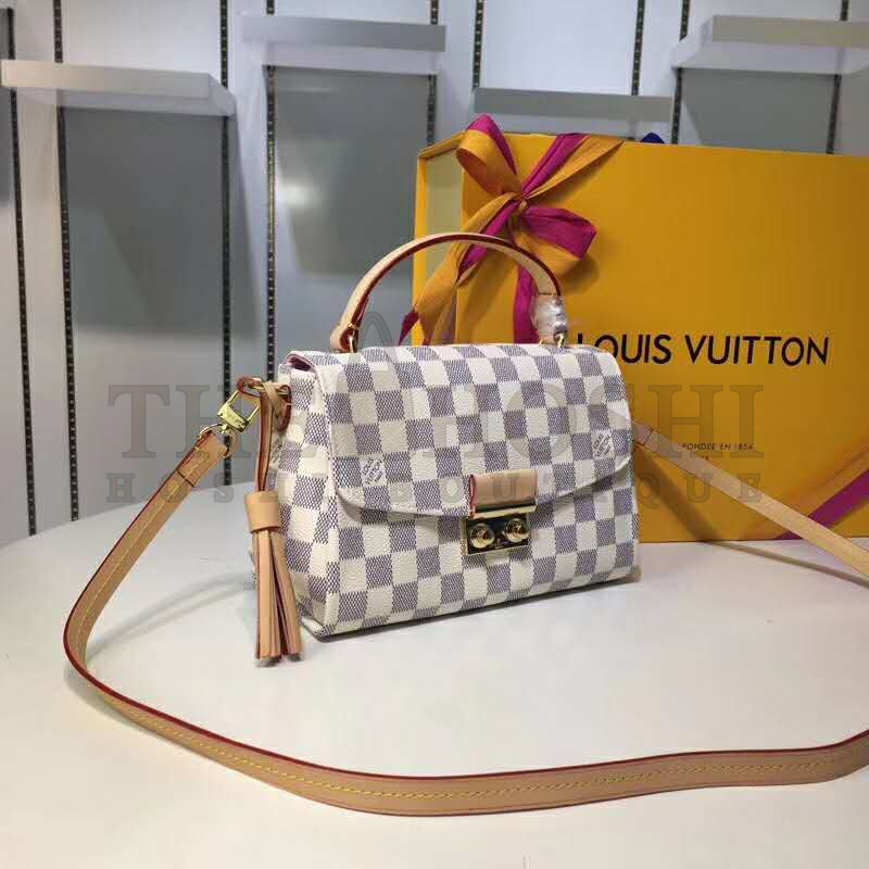 L0vis Vvtt0n LV Women Croisette Handbag in Damier Azur Coasted Canvas-Sandy Master Quality