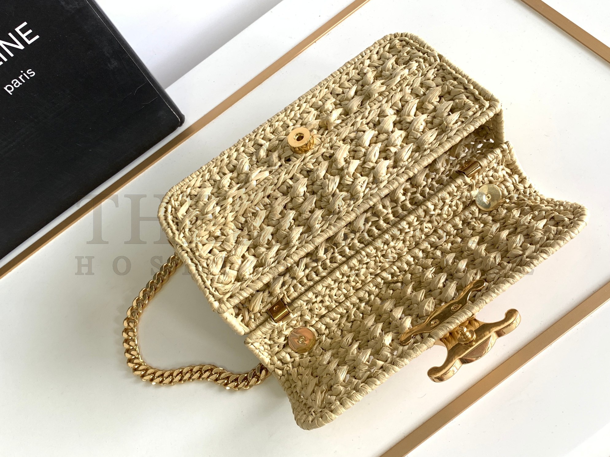 Ce1i*e Raffia Mini Trimophe bag 20.5 X 10.5 X 4 cm Master Quality