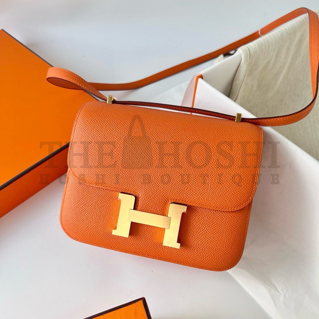 H**me5 Constance 18 Handmade Bag In Orange Epsom Calfskin Master Quality