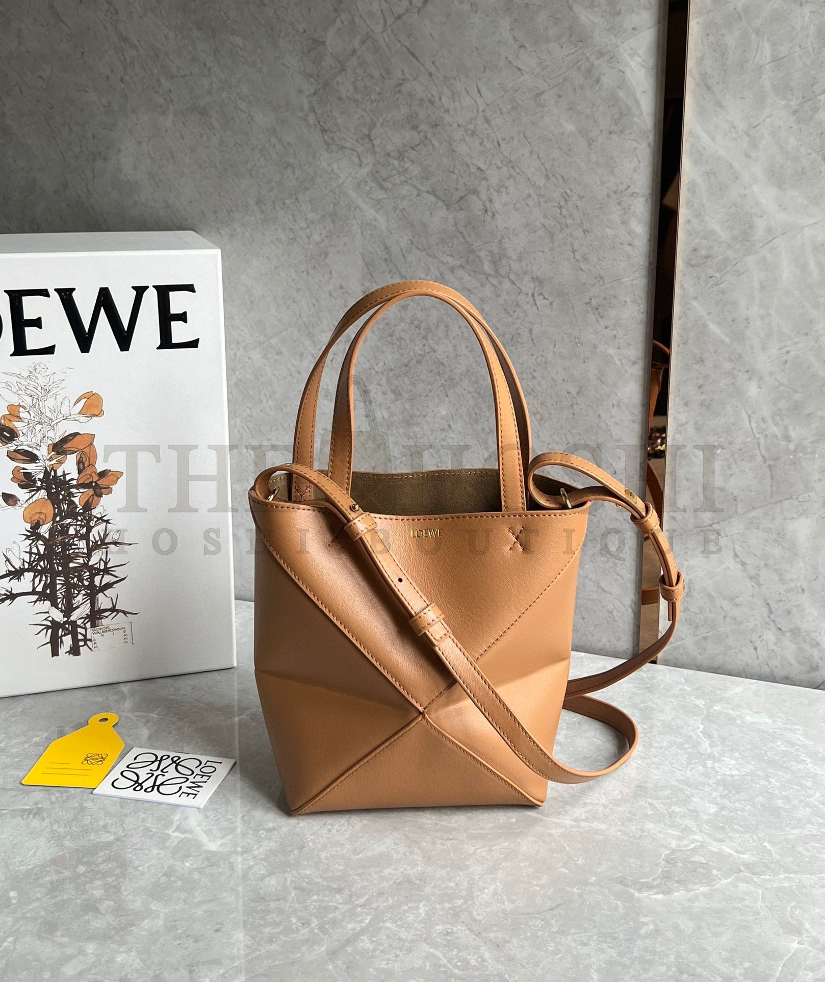 L0ew* Mini Puzzle Fold Tote Bag in Tan Calfskin Master Quality