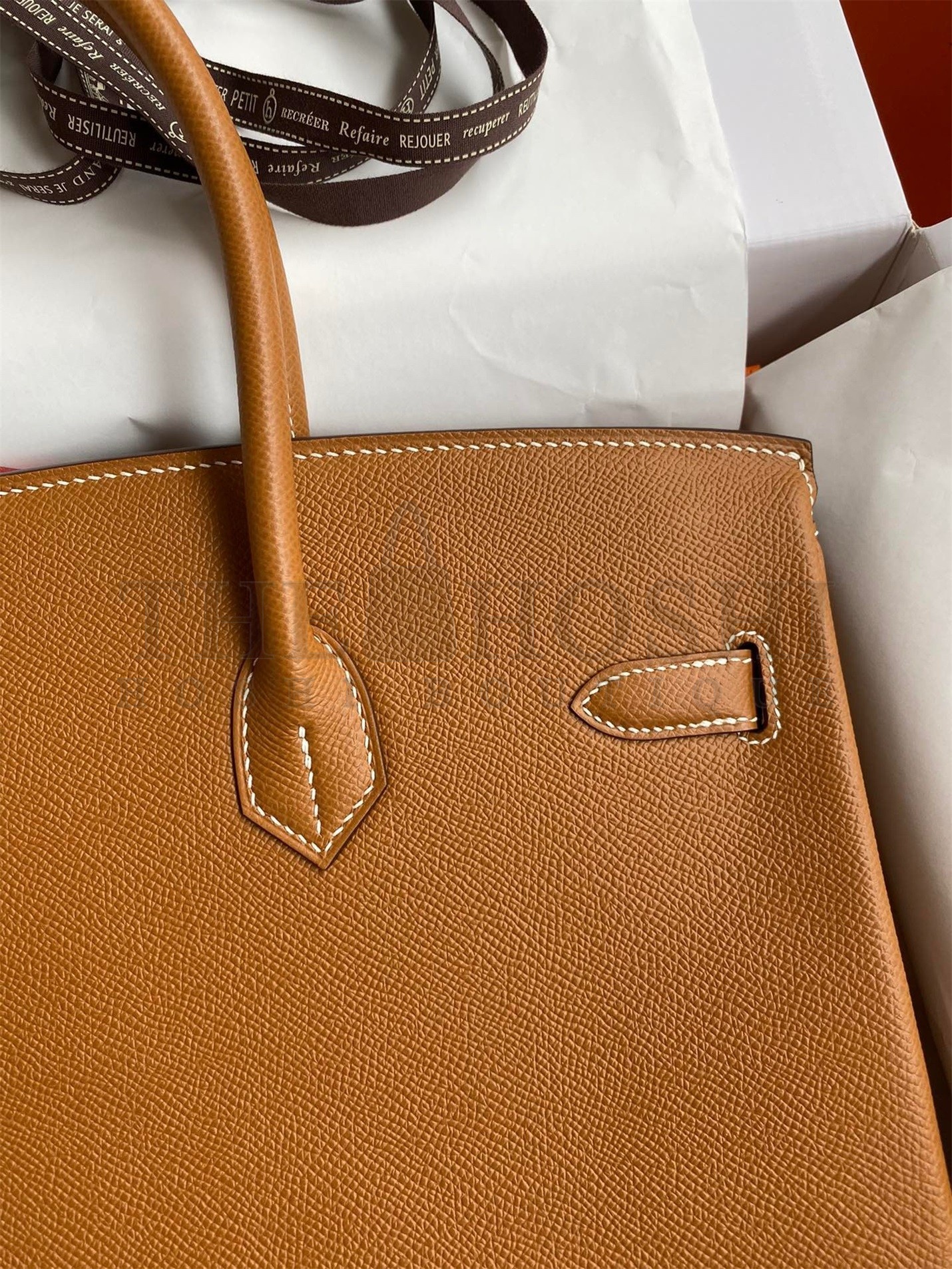 H**me5 Birkin 35 Retourne Handmade Bag In Gold Epsom Calfskin Master Quality