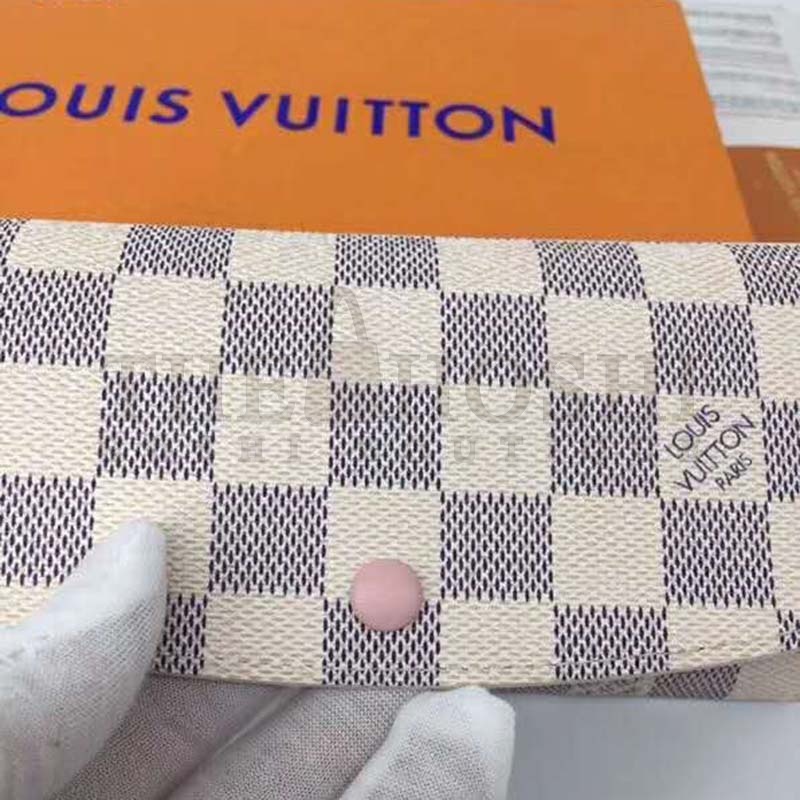 L0vis Vvtt0n LV Women Emilie Wallet Damier Azur Canvas-Pink Master Quality