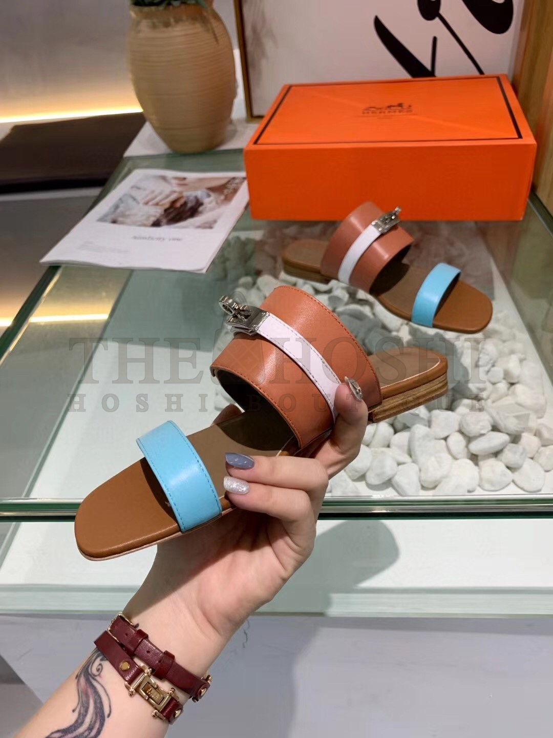 H**me5 Avenue Sandals In Multicolour Calfskin Master Quality