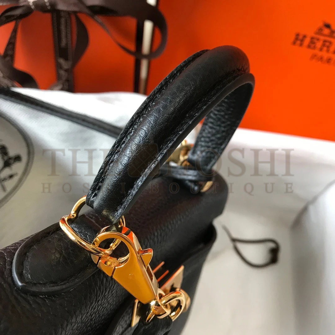 H**me5 Kelly 20cm Bag In Black Clemence Leather GHW Master Quality