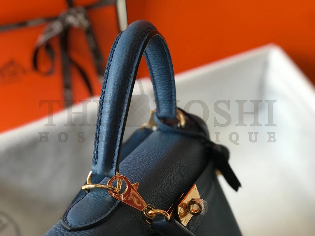 H**me5 Kelly 32cm Retourne Bag in Blue Agate Clemence Leather GHW Master Quality