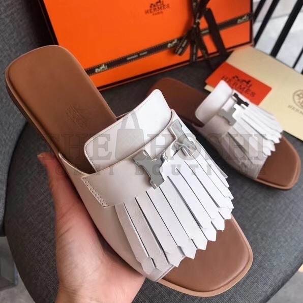 H**me5 Auteuil Sandals In White Calfskin Master Quality