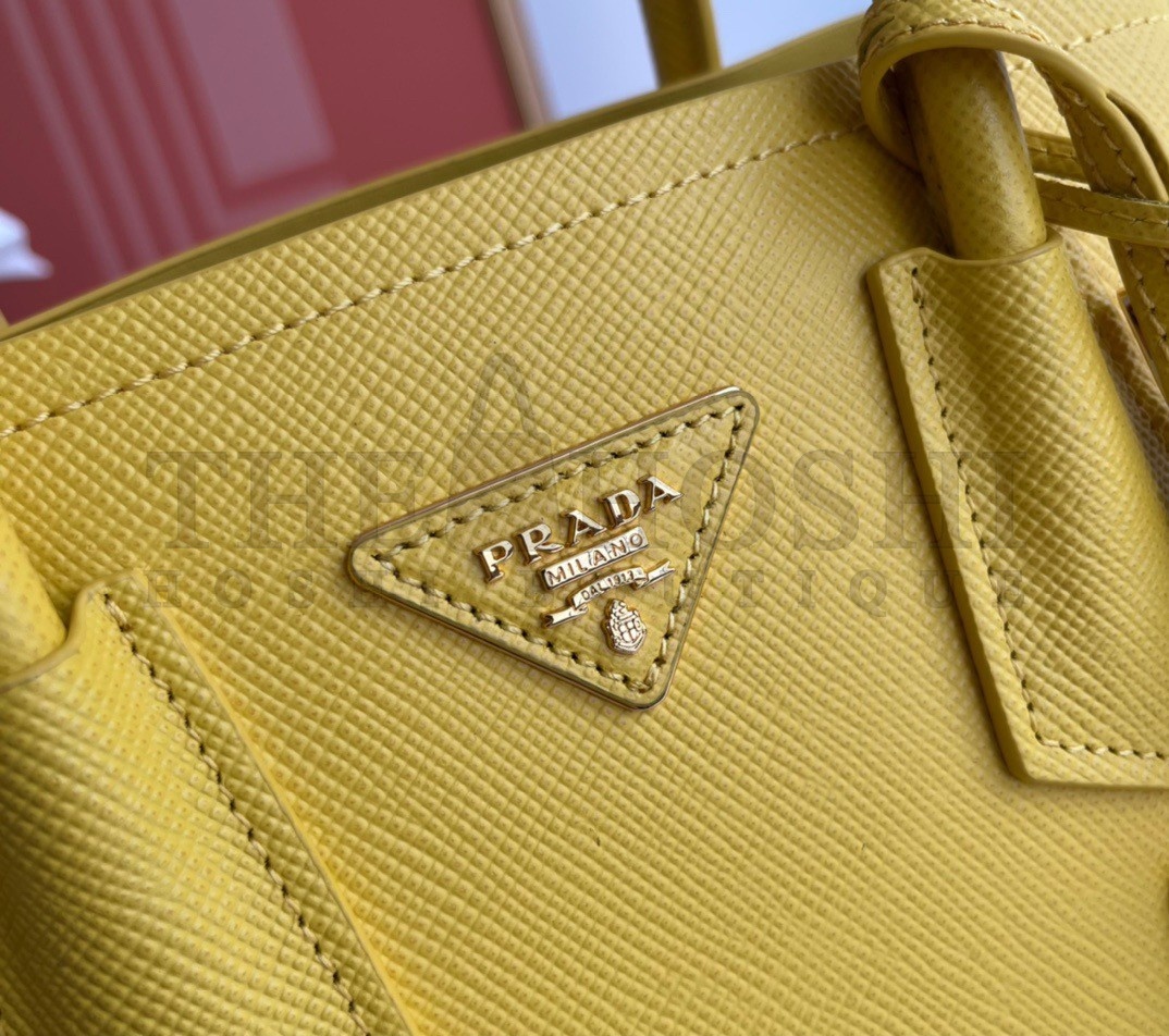 Pra*a Double Mini Bag In Yellow Saffiano Leather Master Quality