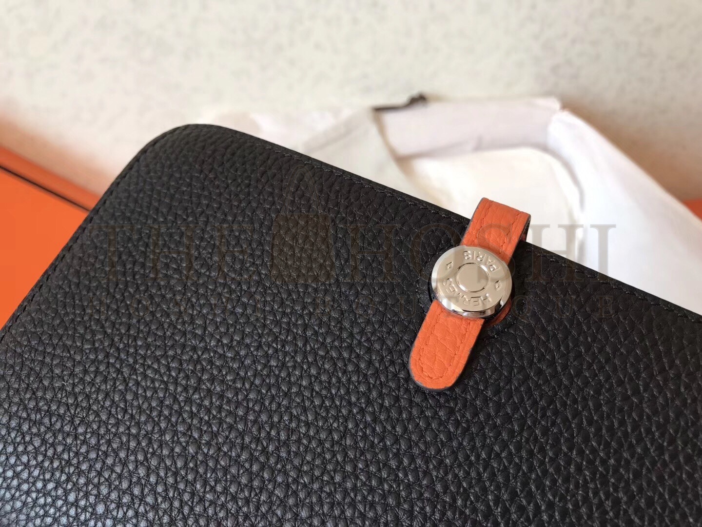 H**me5 Bicolor Dogon Duo Wallet In Black/Orange Leather Master Quality