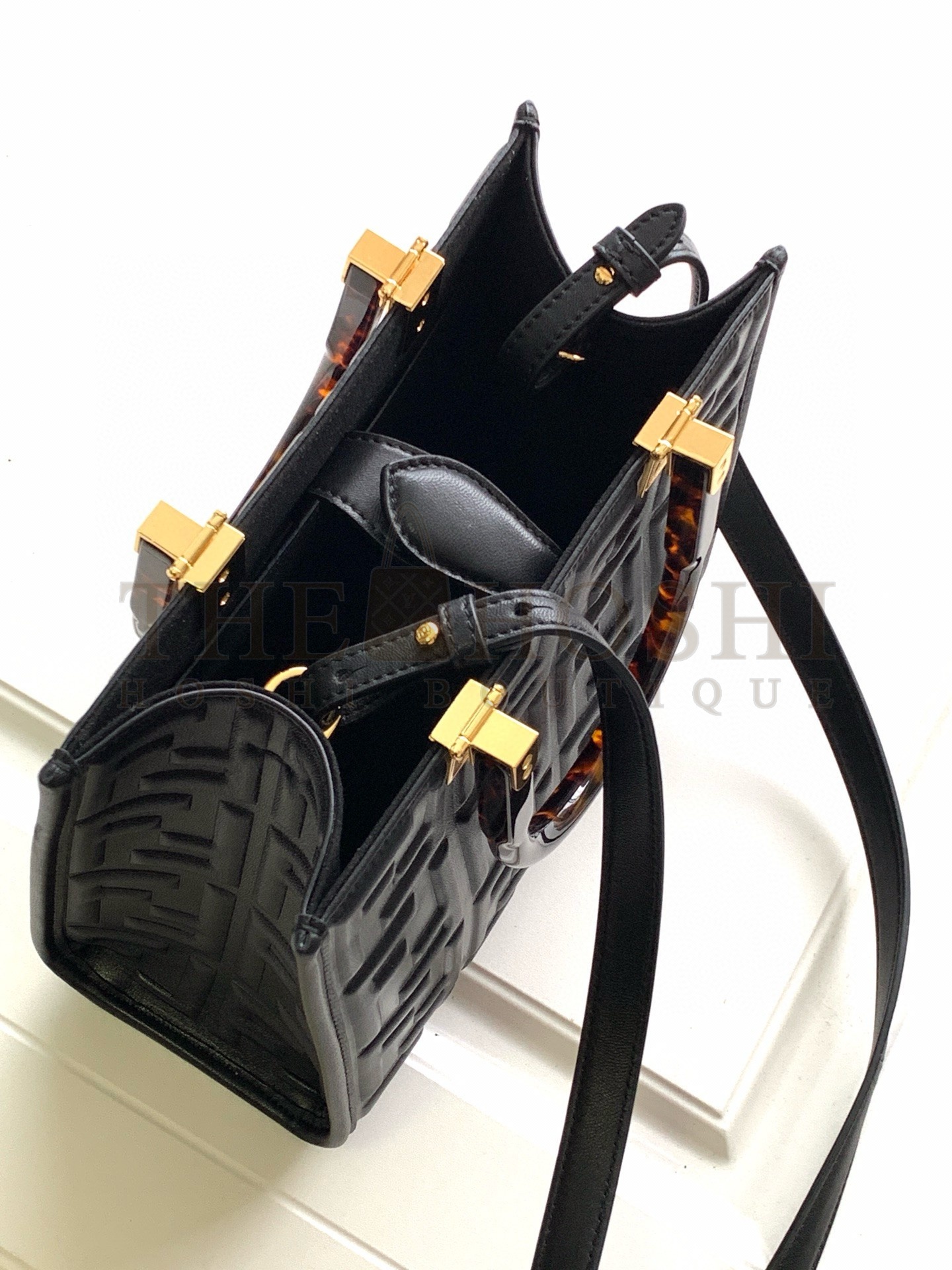 F**di Sunshine Small Tote Bag In Black FF Calfskin Master Quality