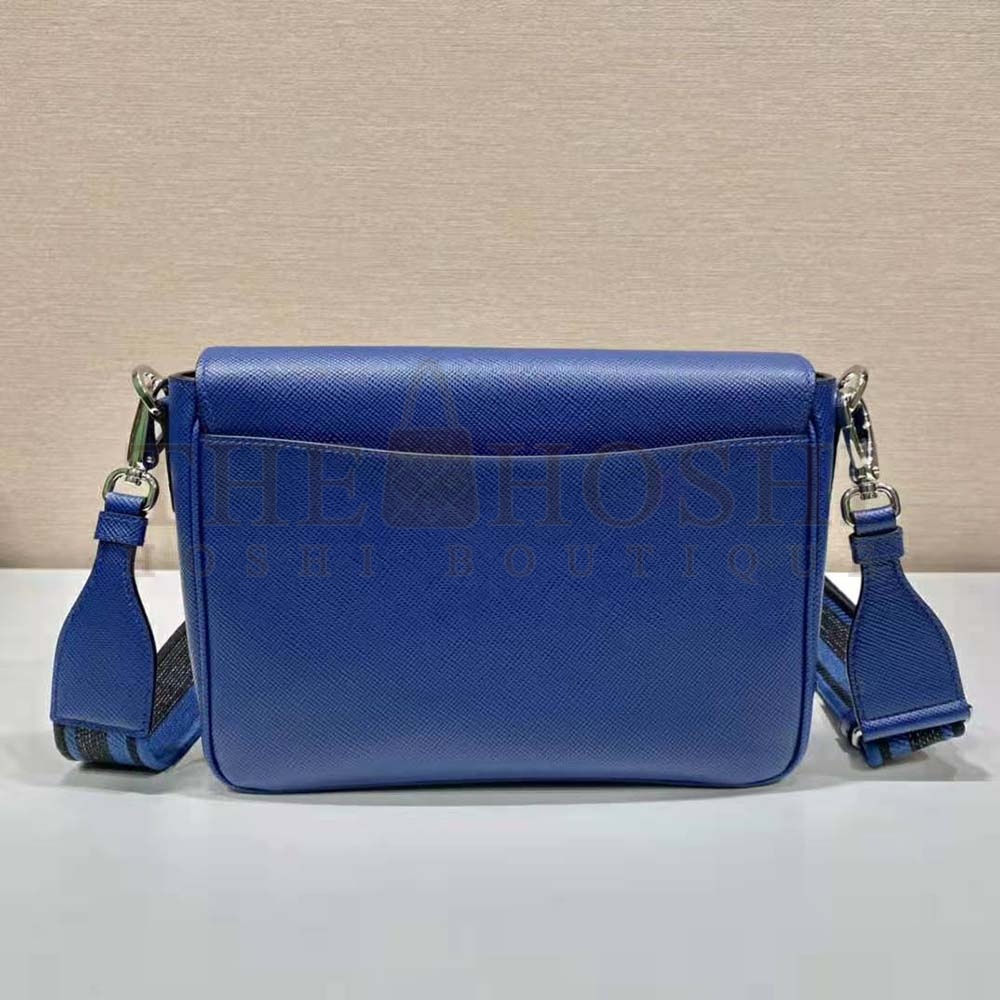 Pra*a Women Saffiano Leather Shoulder Bag with Sleek-Navy Master Quality