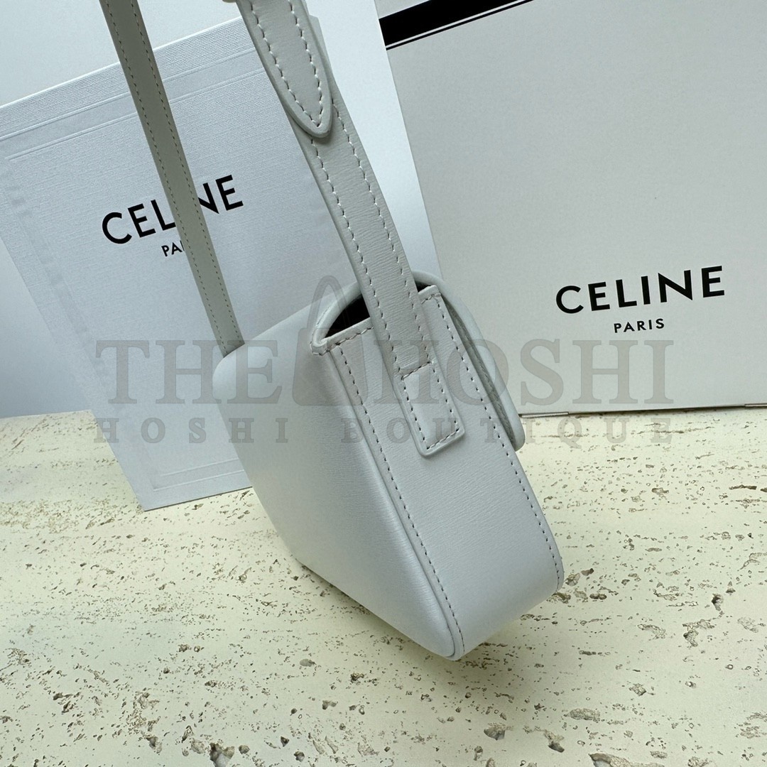 Ce1i*e Claude Shoulder Bag in White Calfskin Master Quality