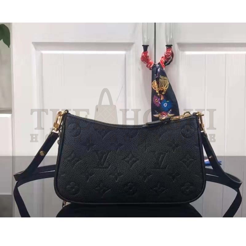 L0vis Vvtt0n LV Women Easy Pouch On Strap Black Monogram S*pple Grained Cowhide Master Quality