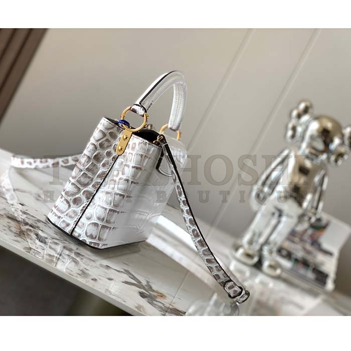 L0vis Vvtt0n LV Women Capucines Mini Handbag Beige Brown Brilliant Crocodilien Leather Master Quality