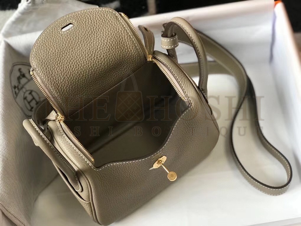 H**me5 Mini Lindy Bag In Gris Tourterelle Clemence Leather Master Quality
