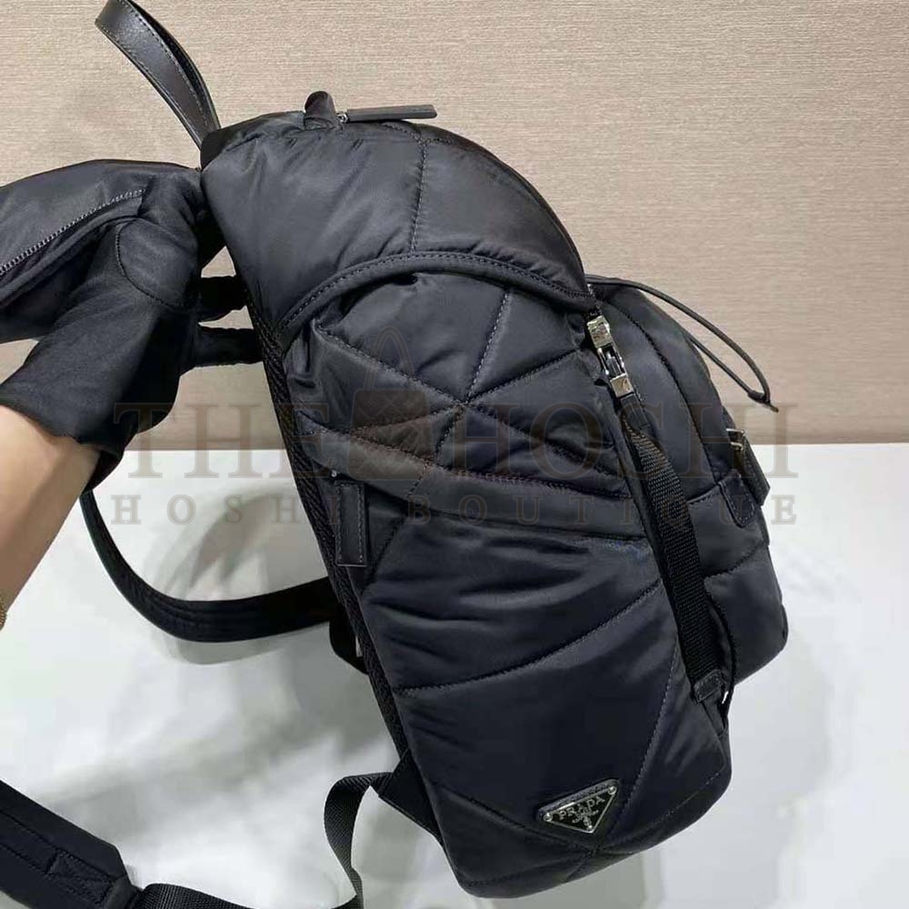 Pra*a Unisex Re-Nylon Padded Backpack with Hood-Black Master Quality