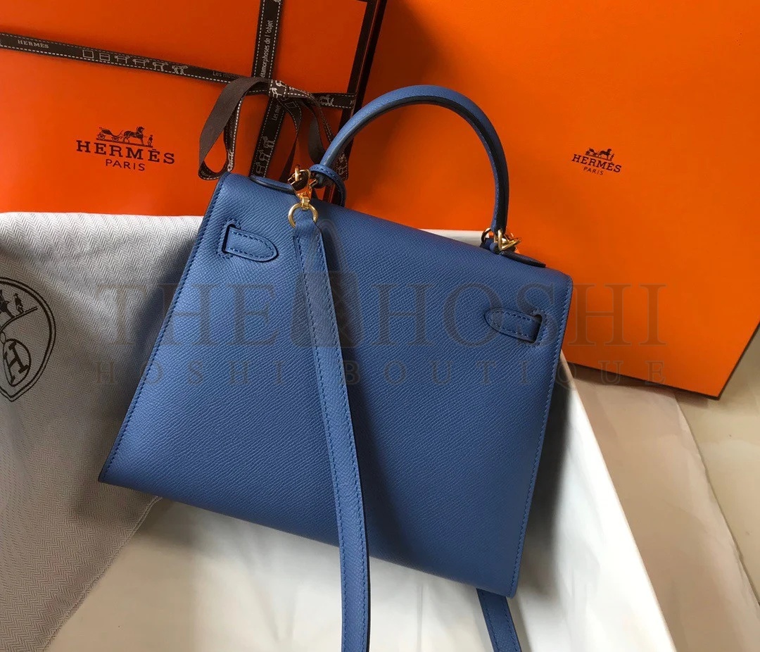 H**me5 Kelly 25cm Sellier Bag in Blue Agate Epsom Calfskin GHW Master Quality