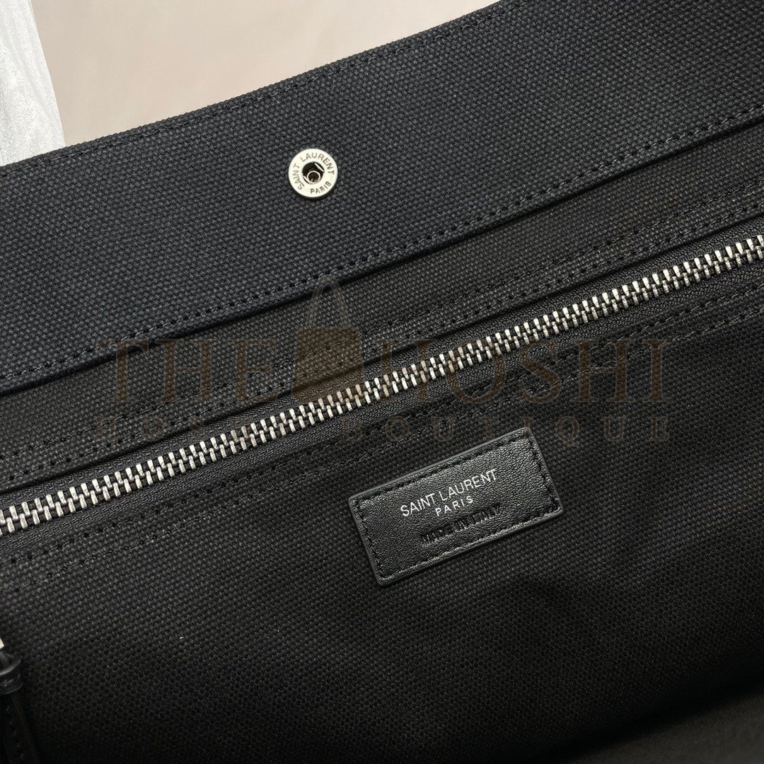 Sa1nt Lau*nt Rive Gauche Tote Bag in Black Linen and Leather Master Quality