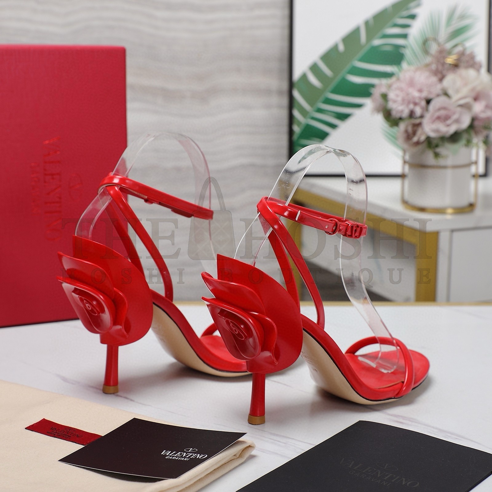 Va1e*ntin0 Roserouche Sandals 1959 100mm in Red Calfskin Master Quality