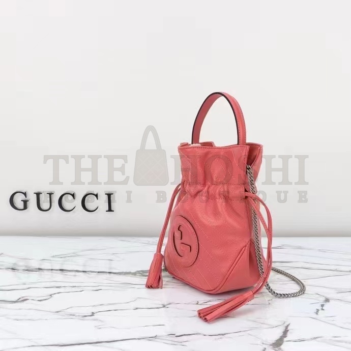 Gvc*1 Women GG Blondie Mini Bucket Bag Pink Leather Round Interlocking G Master Quality