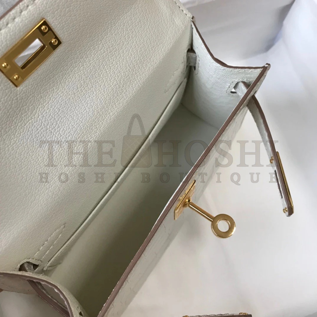 H**me5 Kelly Mini II Sellier Bag In Beton Crocodile Embossed Leather Master Quality