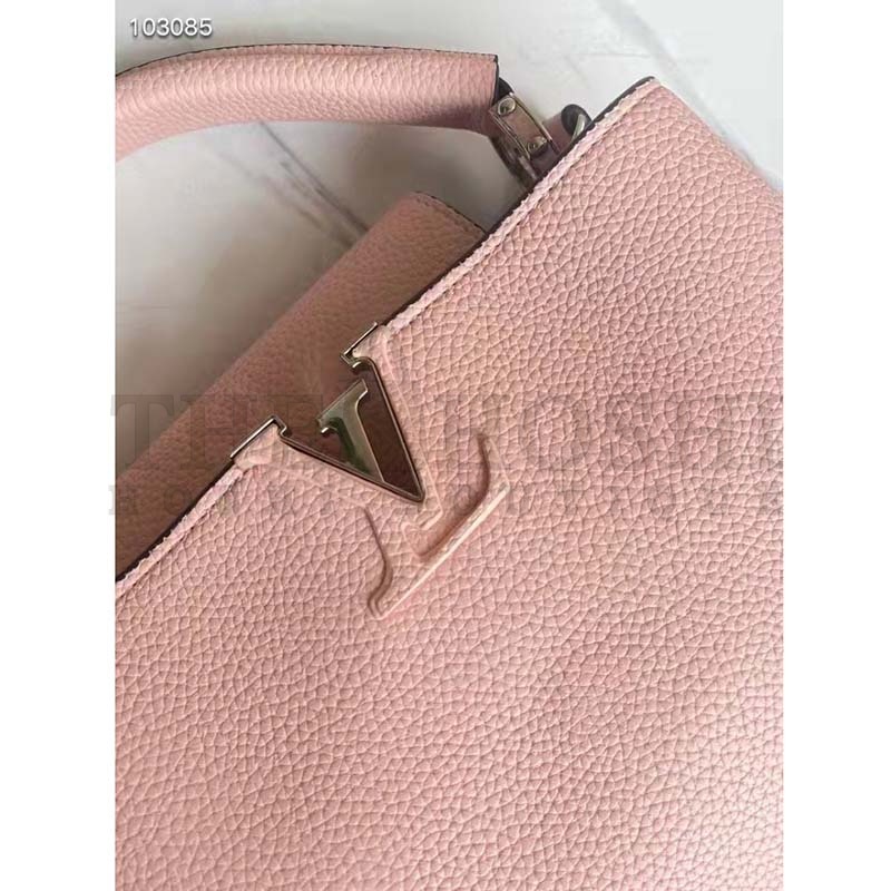 L0vis Vvtt0n LV Women Capucines MM Handbag Magnolia Pink Taurillon Leather Master Quality