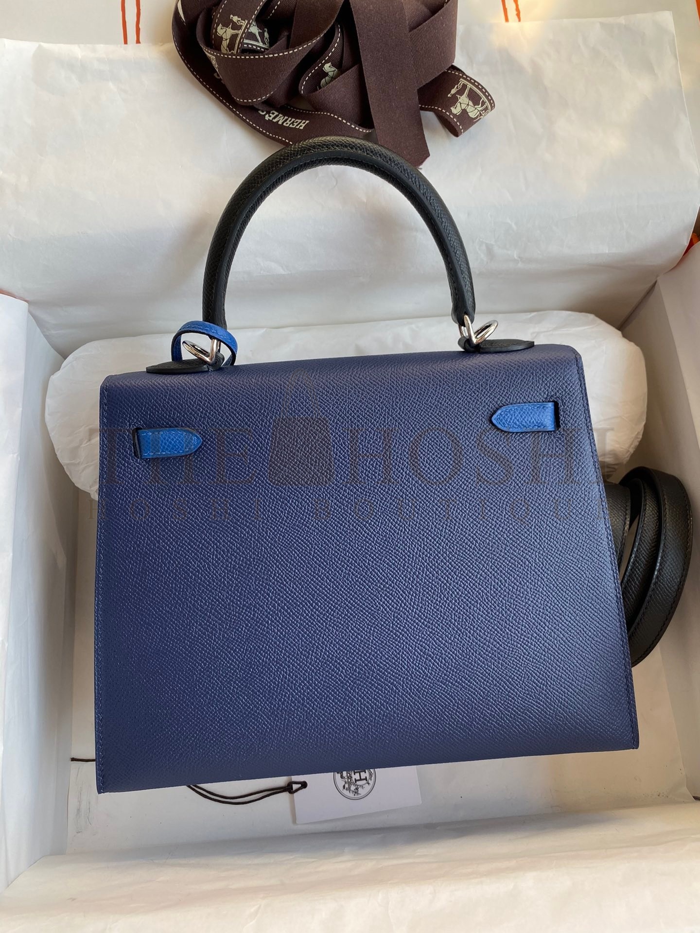 H**me5 Kelly Sellier 25 Bicolor Bag in Blue Saphir and Blue France Epsom Calfskin Master Quality
