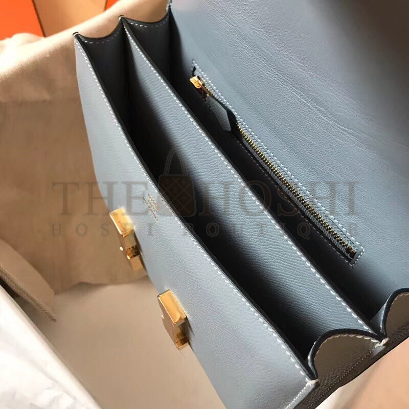 H**me5 Epsom Constance 24cm Blue Lin Handmade Bag Master Quality