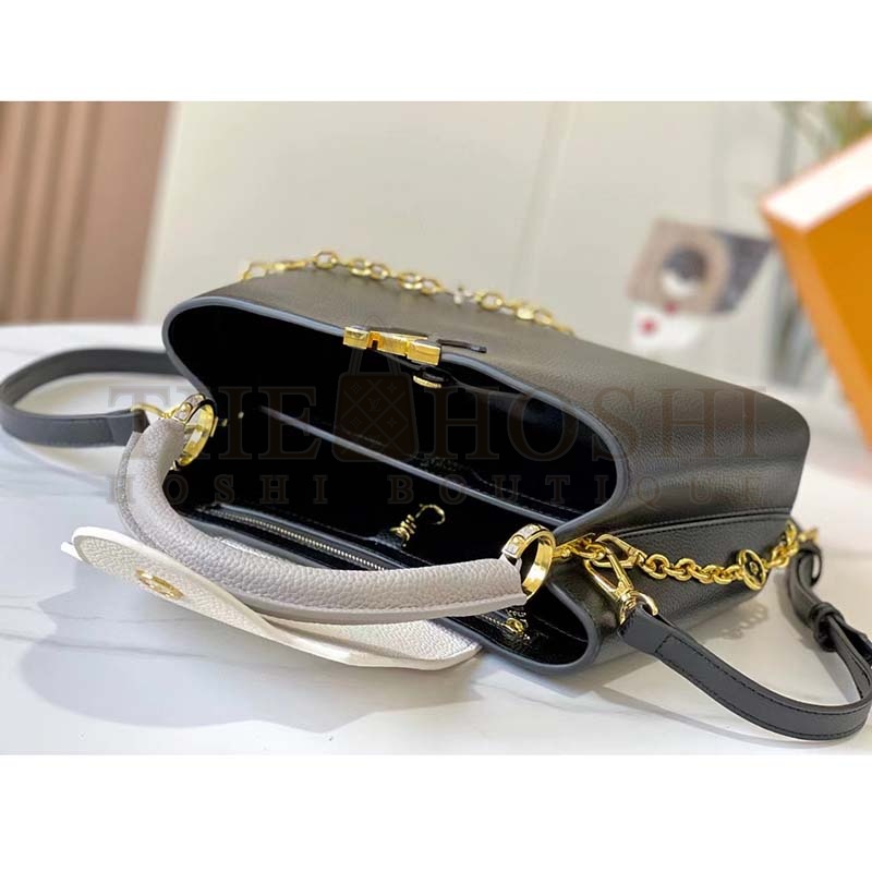L0vis Vvtt0n LV Women Capucines MM Handbag Black Gray Taurillon Leather Master Quality