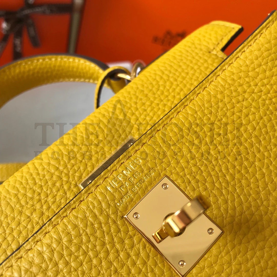 H**me5 Kelly 20cm Bag In Yellow Clemence Leather GHW Master Quality