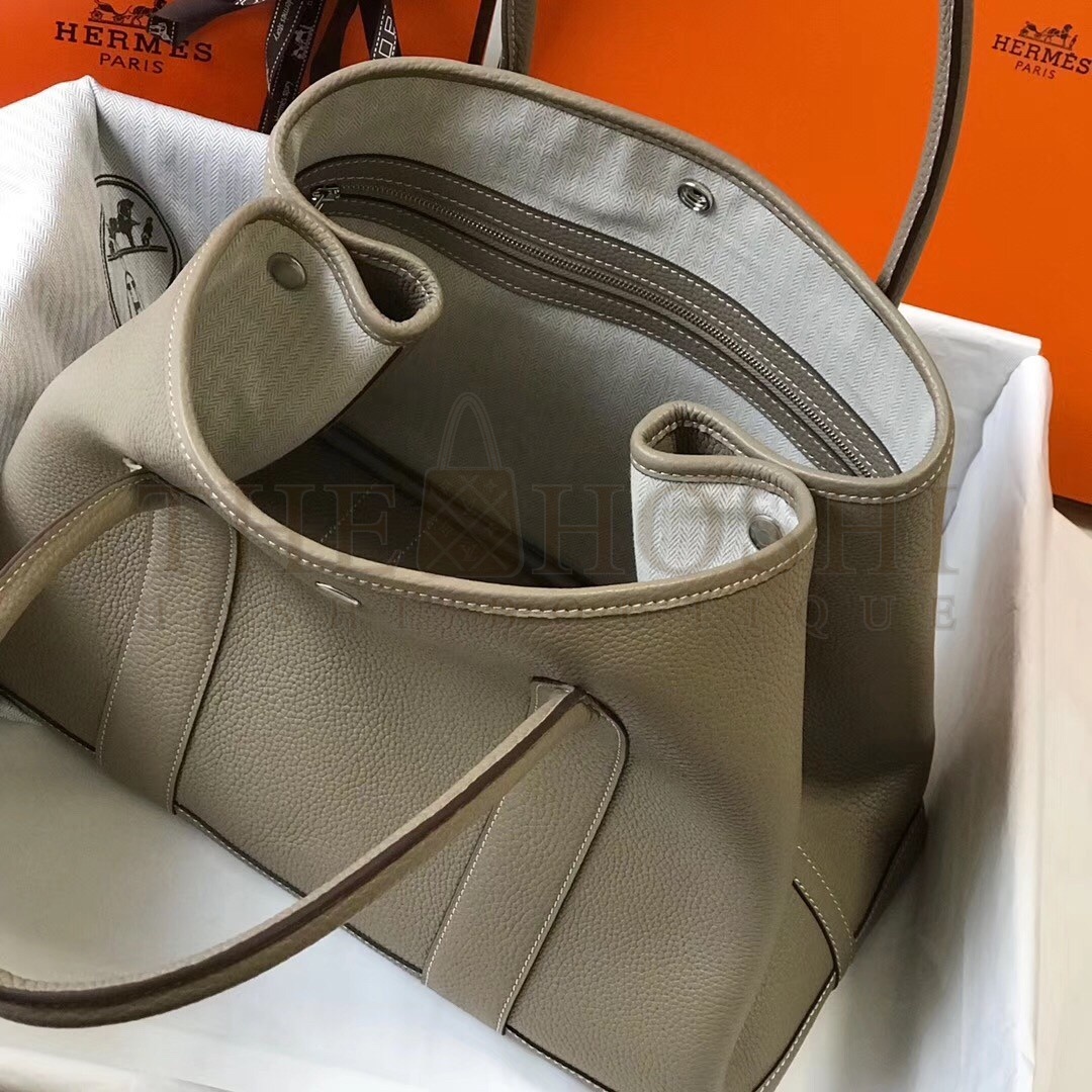 H**me5 Garden Party 30 Bag In Grey Clemence Leather Master Quality
