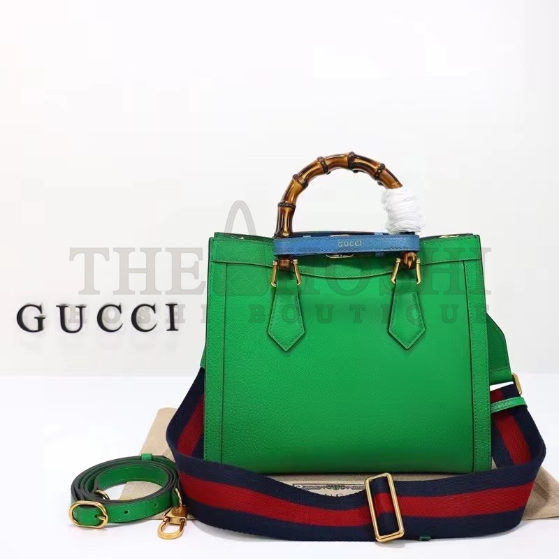 Gvc*1 Women GG Diana Small Tote Bag Green Leather Double G Bamboo Handles Master Quality