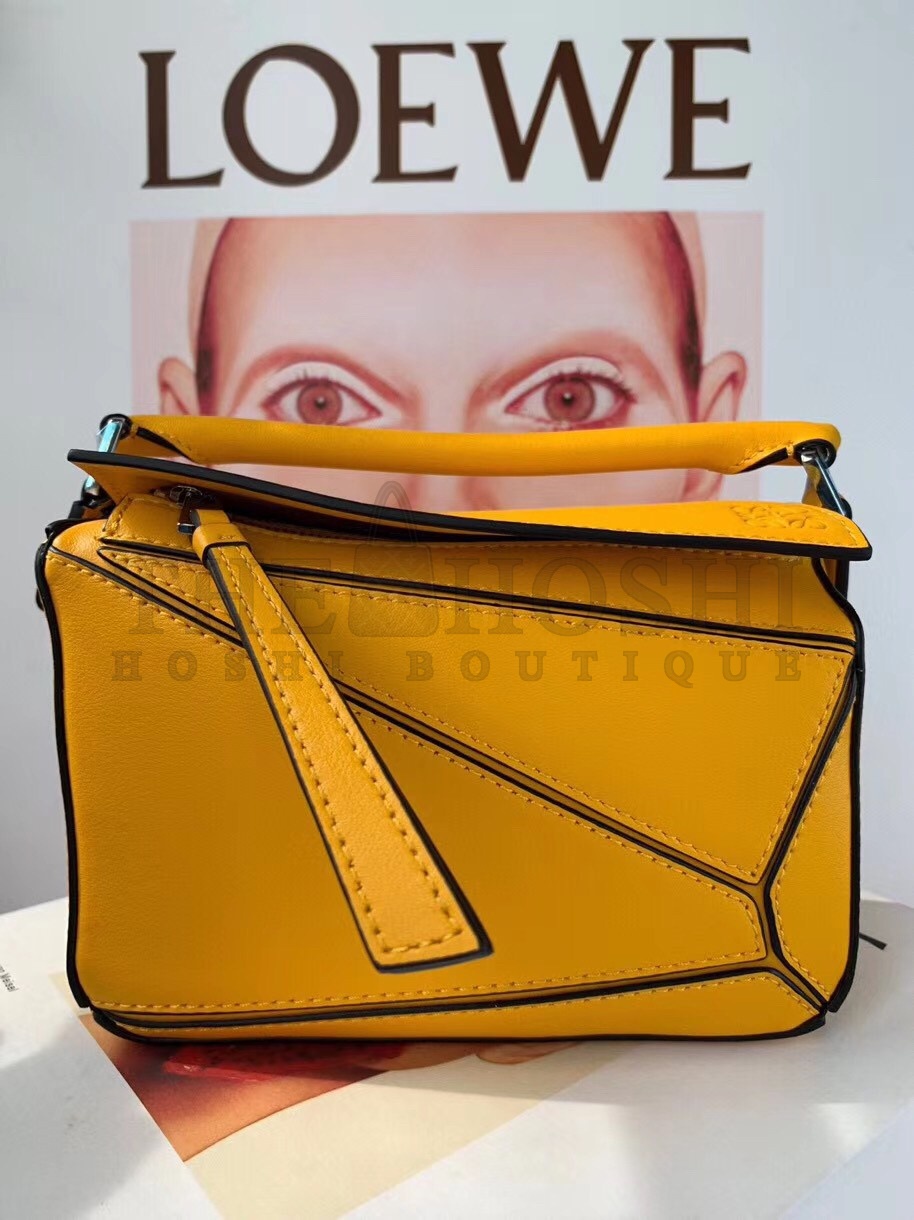 L0ew* Puzzle Mini Bag In Yellow Calfskin Master Quality