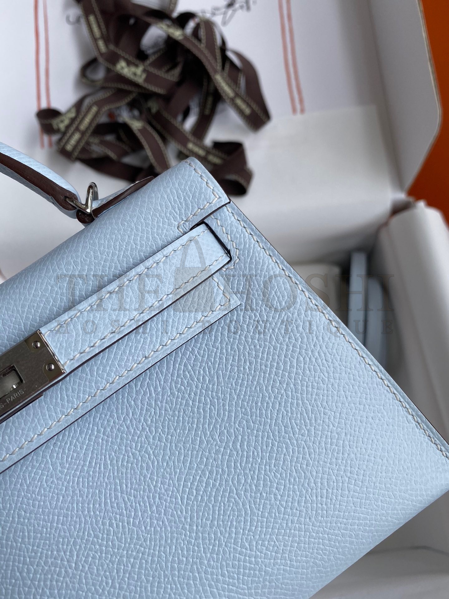 H**me5 Kelly Mini II Sellier Handmade Bag In Blue Brume Epsom Calfskin Master Quality