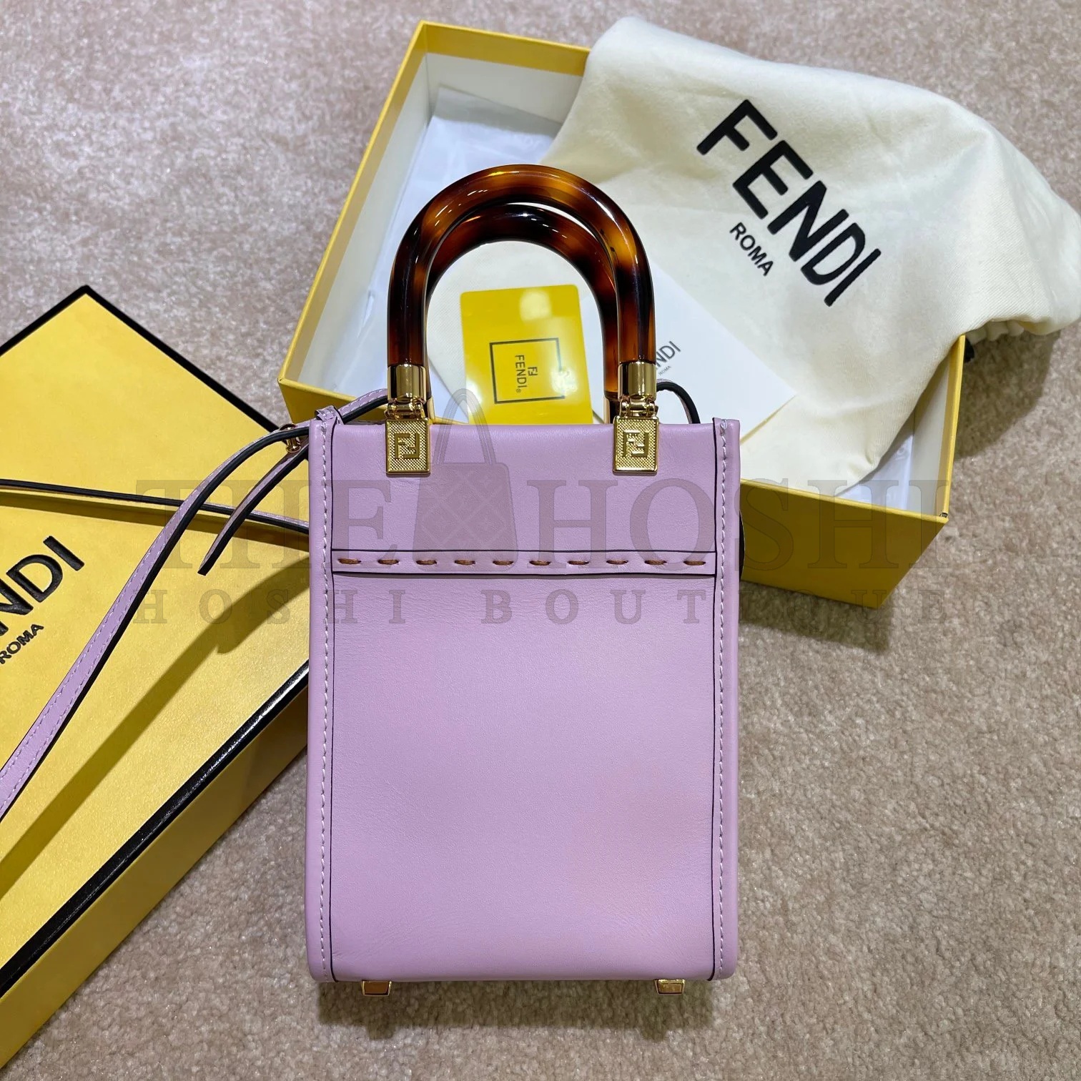 F**di Mini Sunshine Shopper Bag In Lilas Leather Master Quality