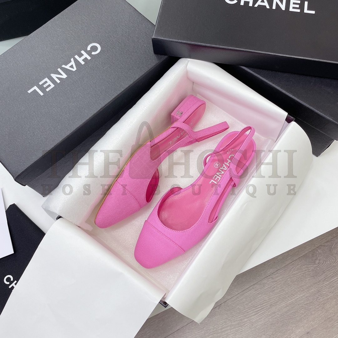 Ch**el Flat Slingback Sandals – Mixed Lambskin, Silk Lining, Pink, Premium Box Packaging, Sizes 34-42 Master Quality