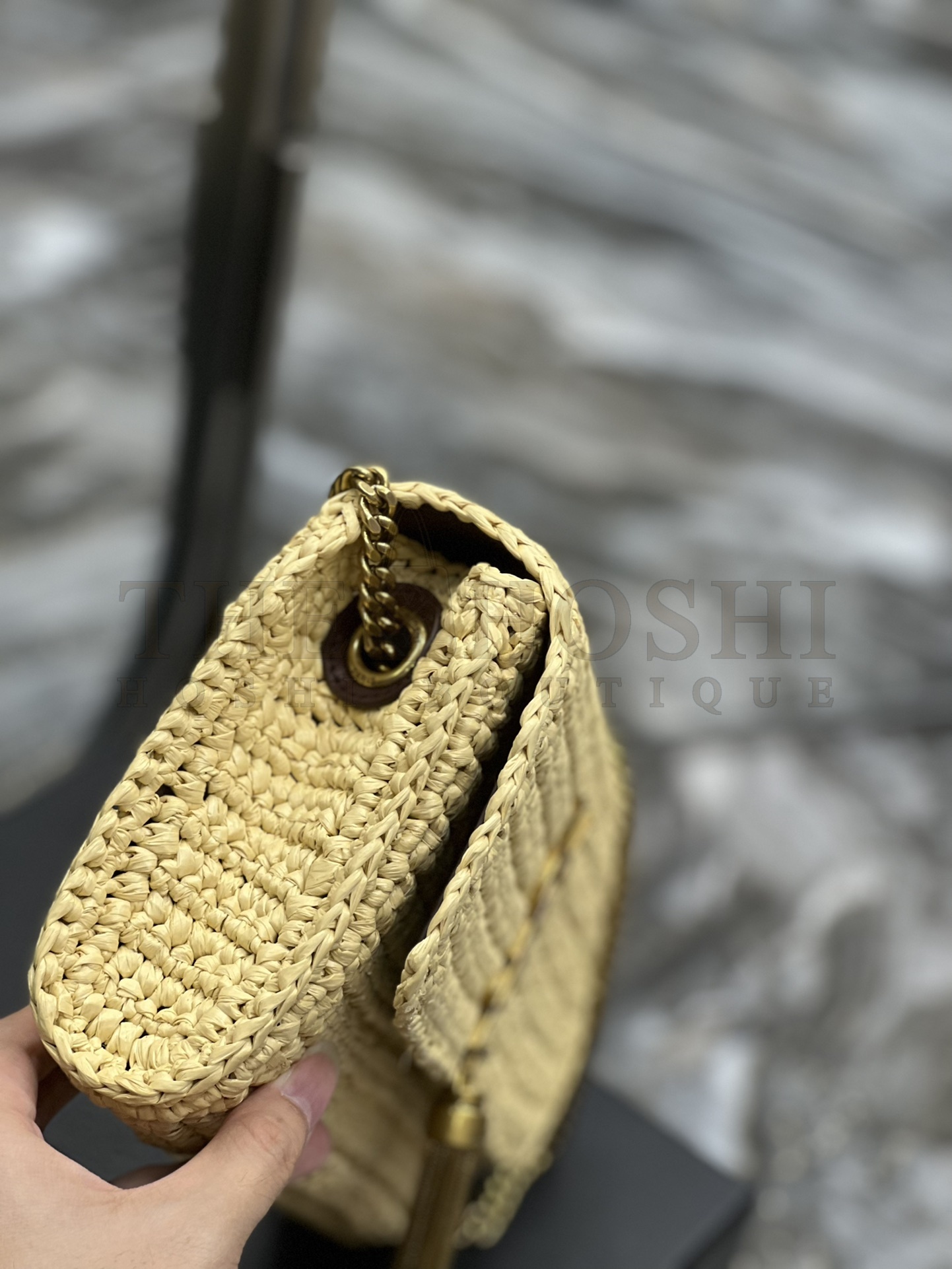 Sa1nt Lau*nt Y51 Kate Woven Shoulder Bag – Natural Raffia, Leather Strap, Size 26 x 13.5 x 4.5 cm Master Quality