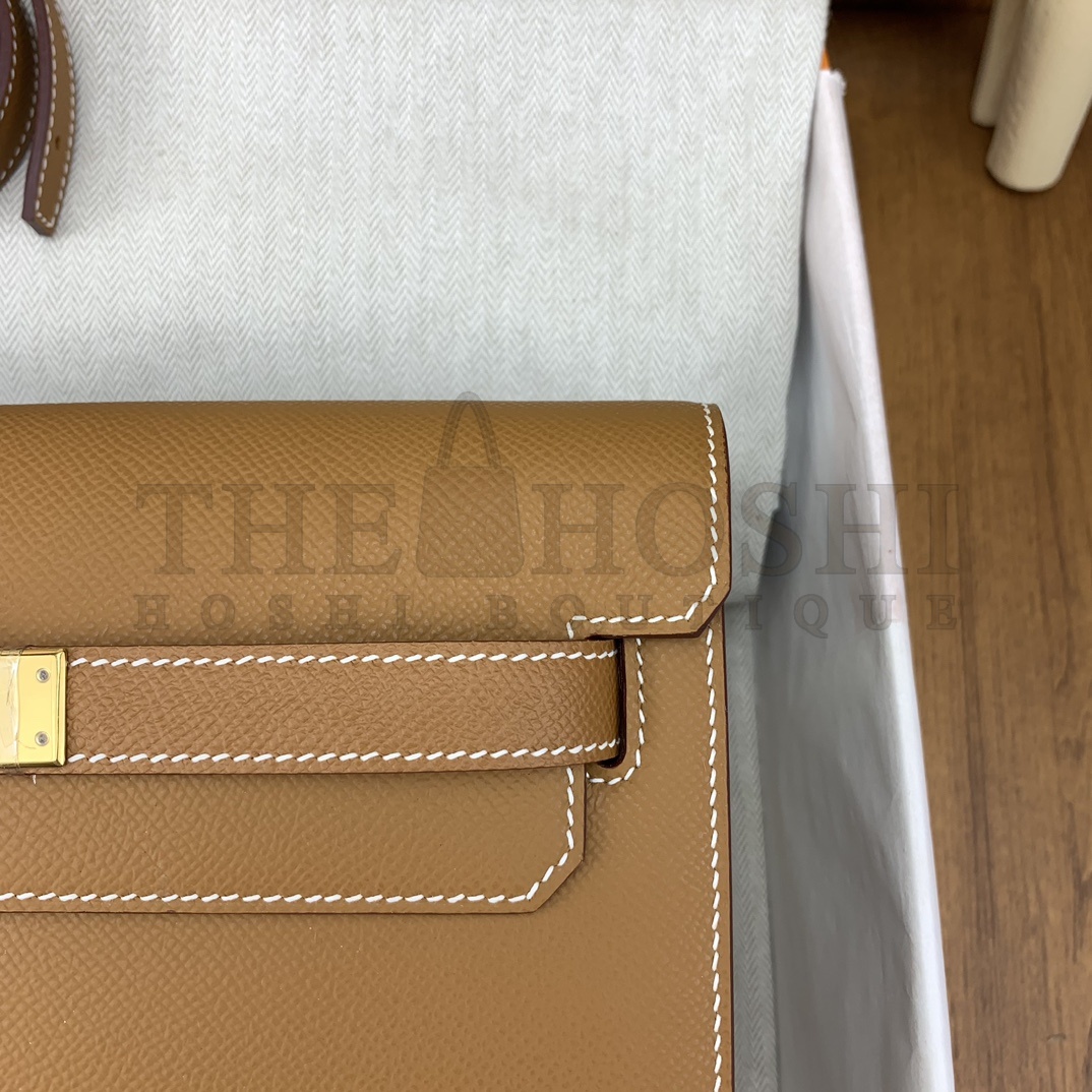 H**me5 Kelly Depeches 25 Pouch in Sesame Epsom Calfskin Master Quality