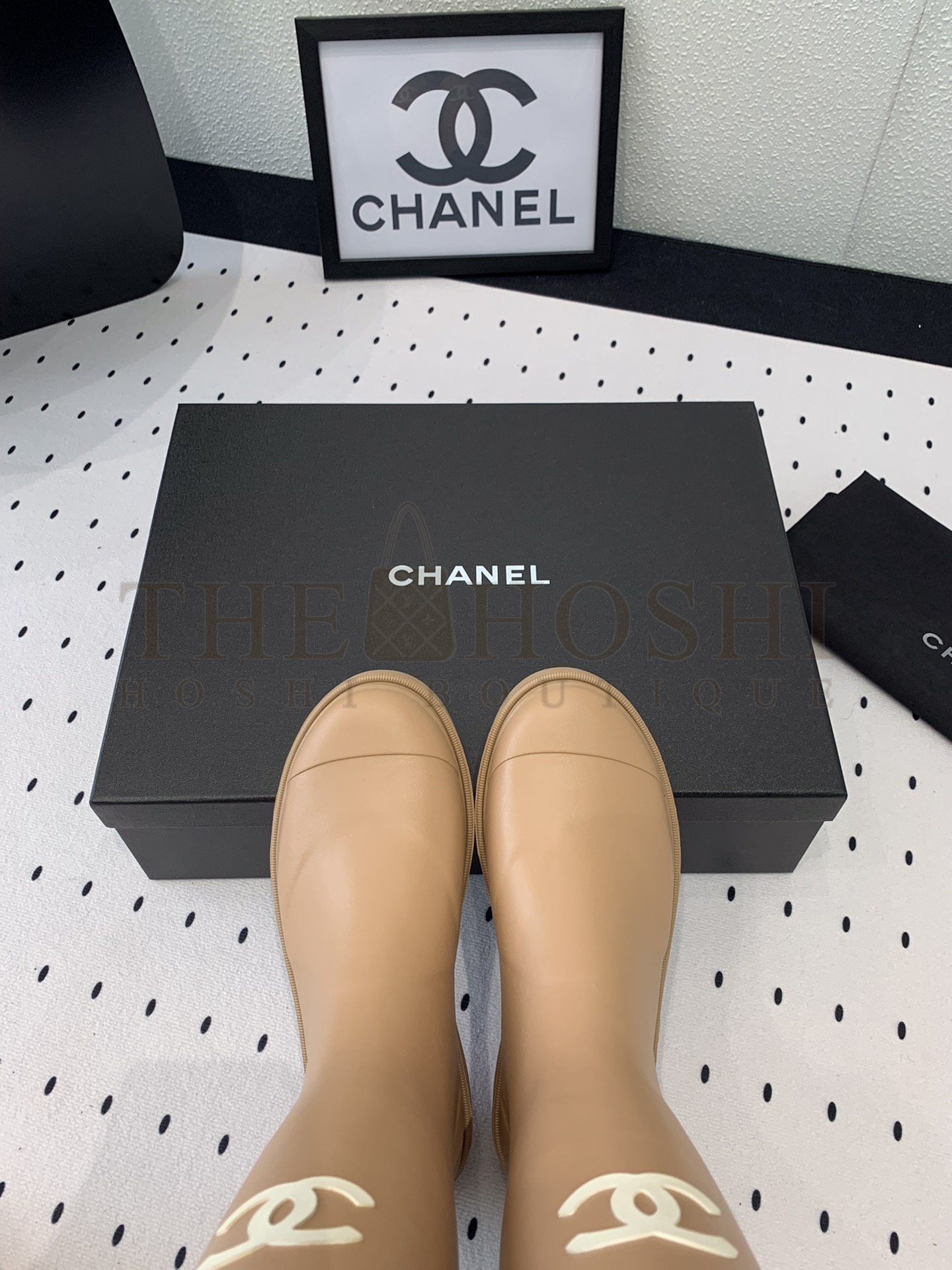 Ch**el Women CC High Boots Caoutchouc Leather Master Quality