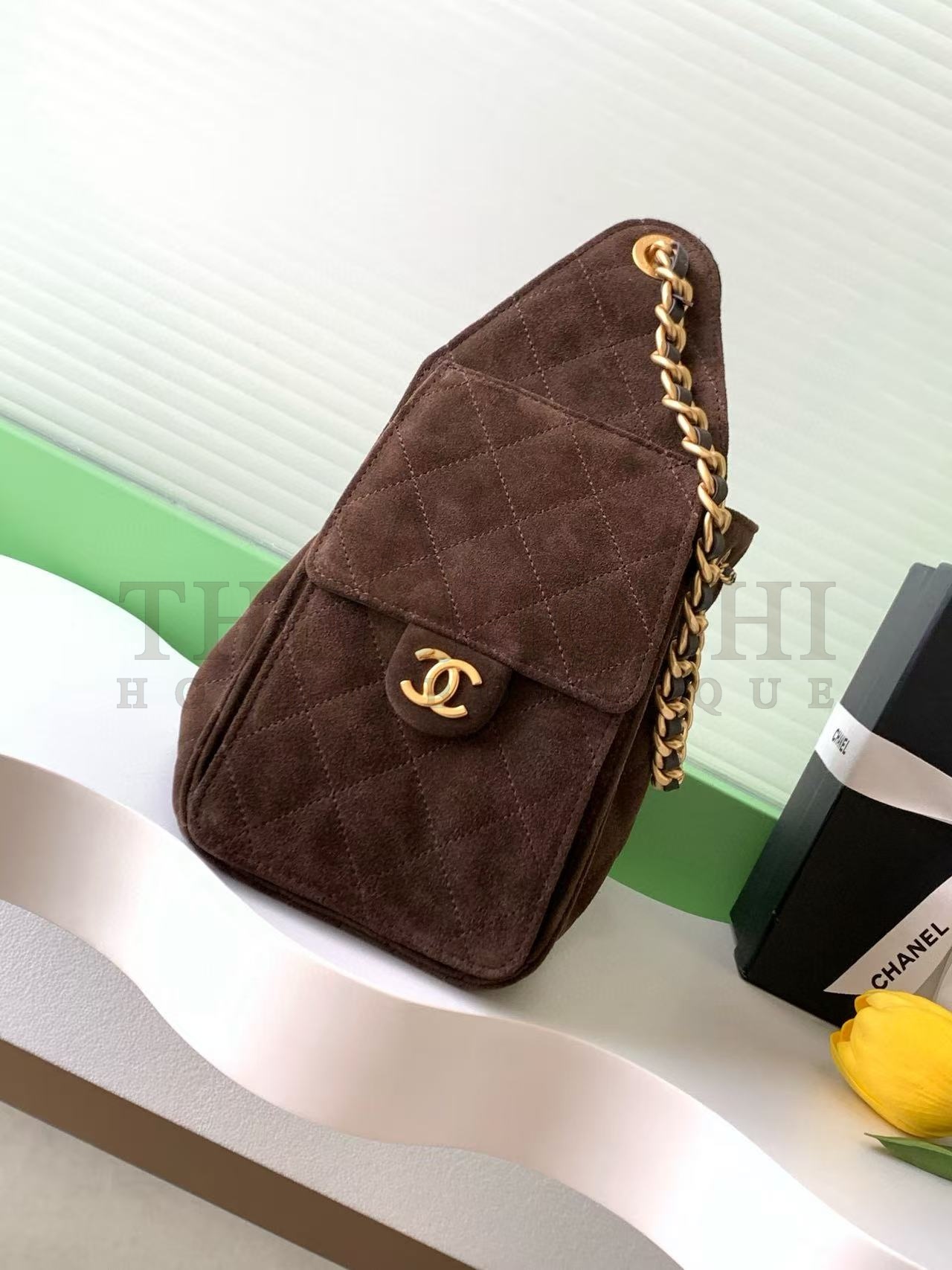 Ch**el 25c Hobo Drawstring Bag Bag Gray Lambskin 30x26x14cm AS5293 Master Quality